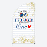 Aperturee - Aperturee Glitter Firecracker Holiday Birthday Half Moon Arch Backdrop